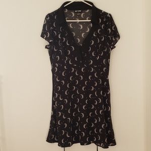 Crescent moon sheer dress and black slip